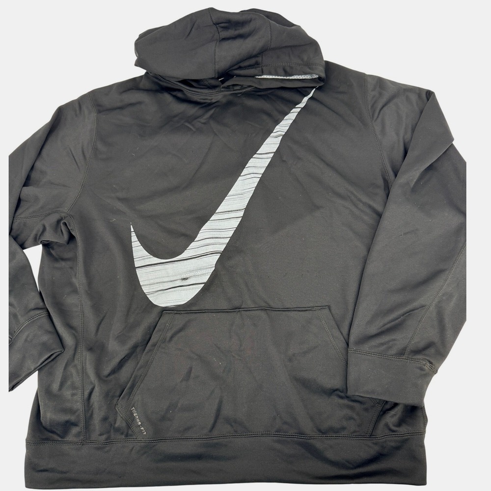 Nike Therma-Fit Hoodie XXL Mens Black Large Center Swoosh Logo Athletic